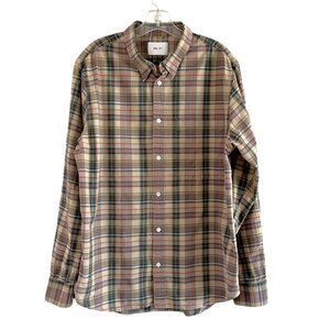 NN.07 No Nationality Cohen 5204 Tan Plaid Cotton Button-Up Shirt, XXL